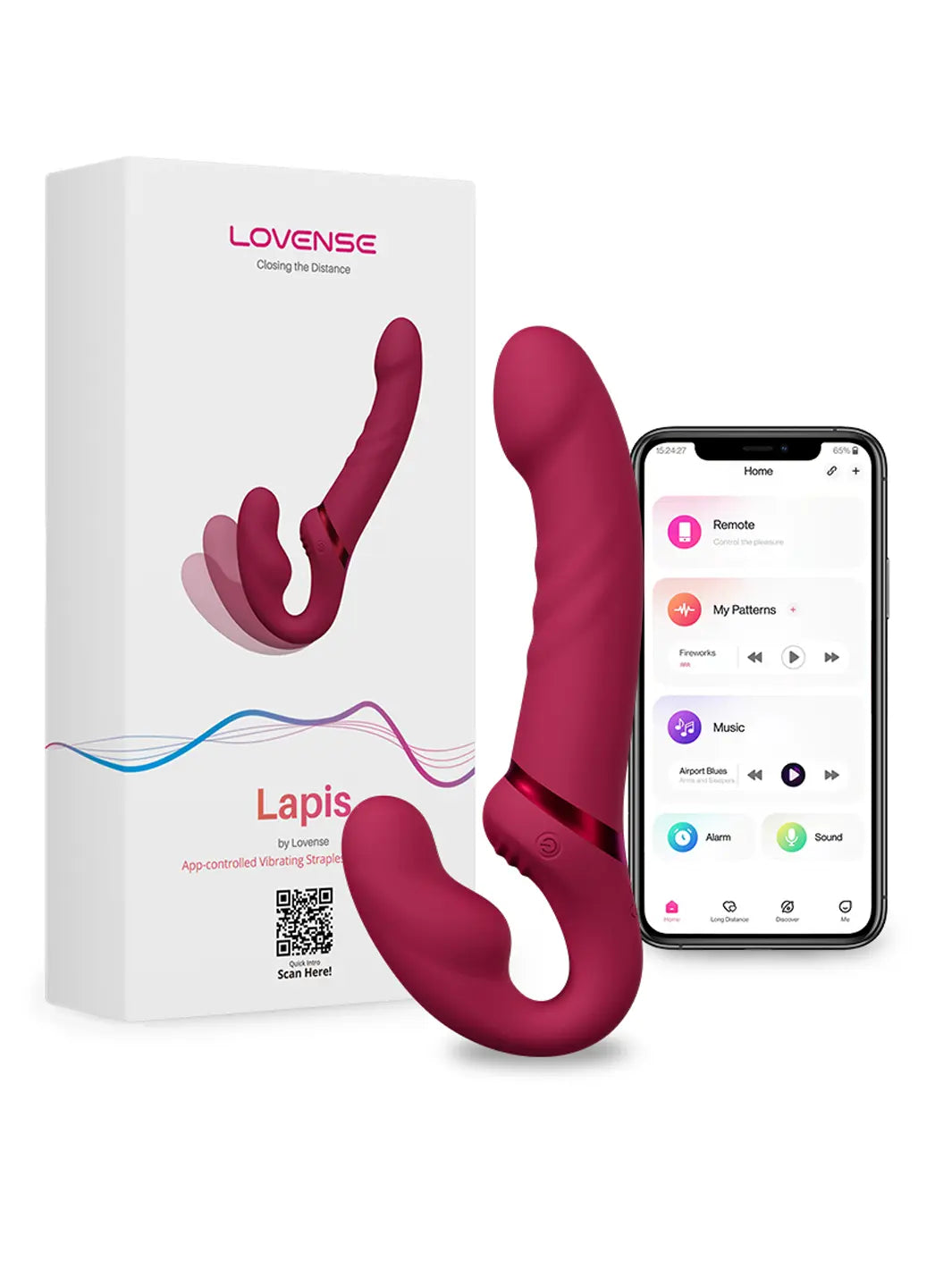 Lovense Lapis Double-Ended Vibrating Strapless Strap-On - joujou.com.au