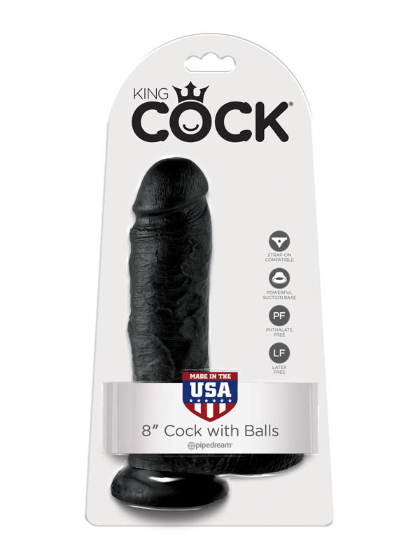 King Cock - 8 in. Cock With Balls Black