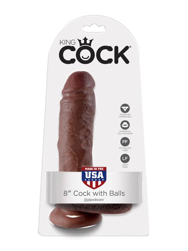 King Cock - 8 in. Cock With Balls Brown