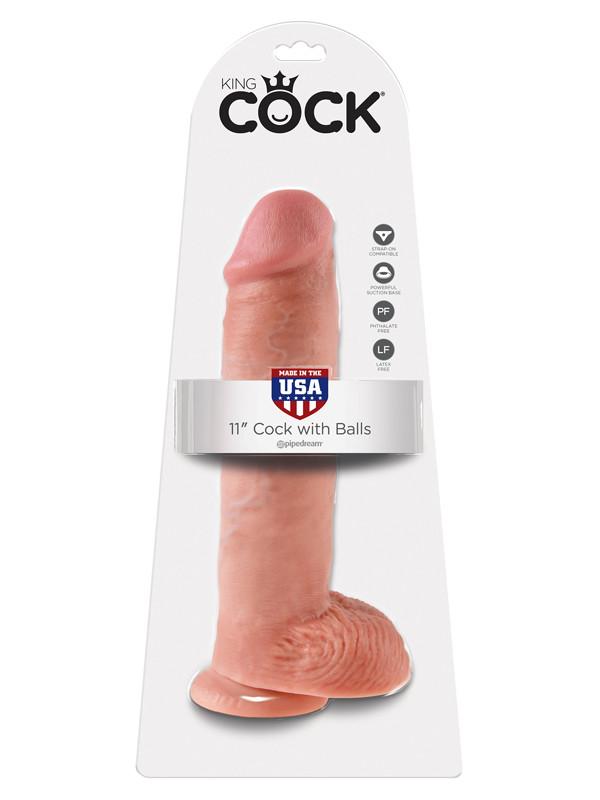 King Cock - 11 in. Cock With Balls Flesh