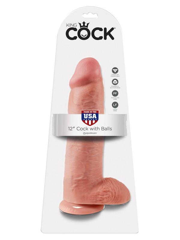 King Cock - 12 in. Cock With Balls Flesh