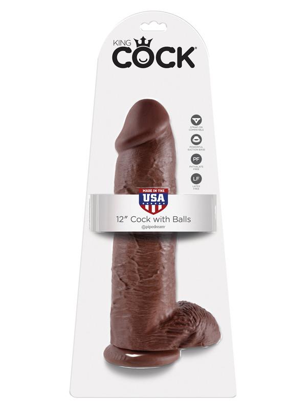 King Cock - 12 in. Cock With Balls Brown