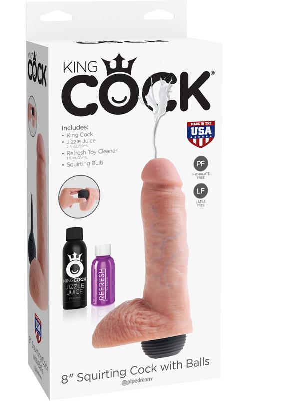 King Cock 8 in. Squirting Cock w/ Balls - joujou.com.au