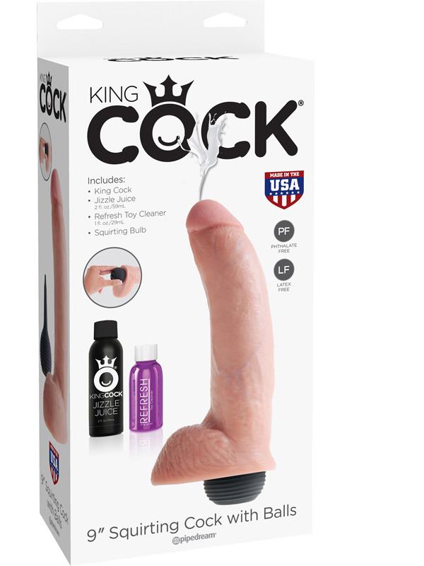 King Cock 9 in. Squirting Cock w/ Balls - joujou.com.au