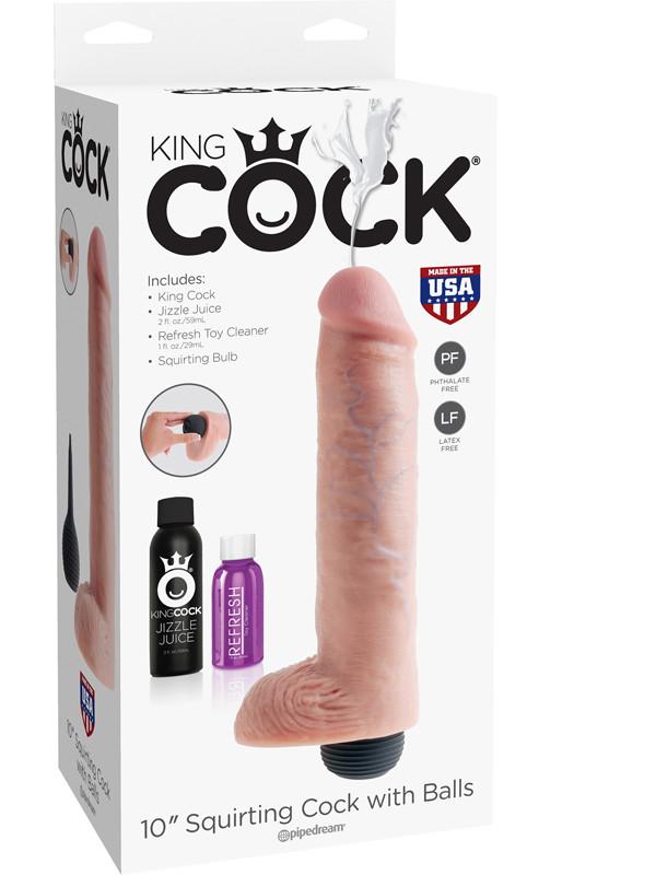 King Cock 10 in. Squirting Cock w/ Balls - joujou.com.au