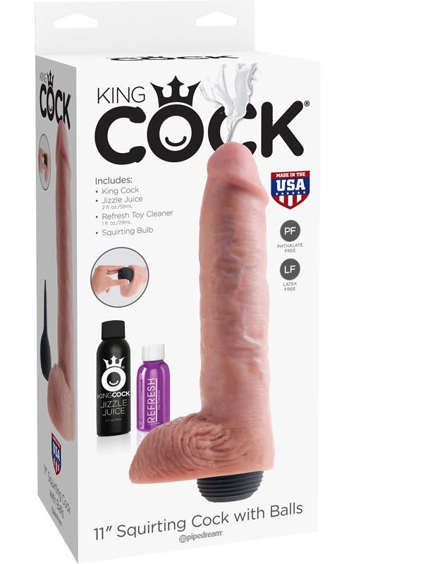 King Cock 11 in. Squirting Cock w/ Balls - joujou.com.au