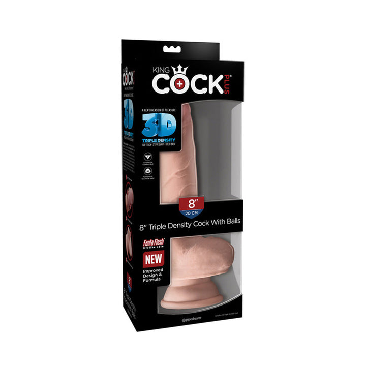 KING COCK 8 in. Fat Cock with Balls Triple Density REALISTIC DILDO - joujou.com.au