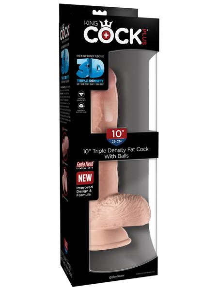 KING COCK PLUS 10 IN.TRIPLE DENSITY FAT COCK WITH BALLS