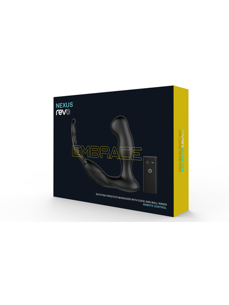 REVO Embrace Rotating Prostate and perineum massager with cock and ball rings - joujou.com.au