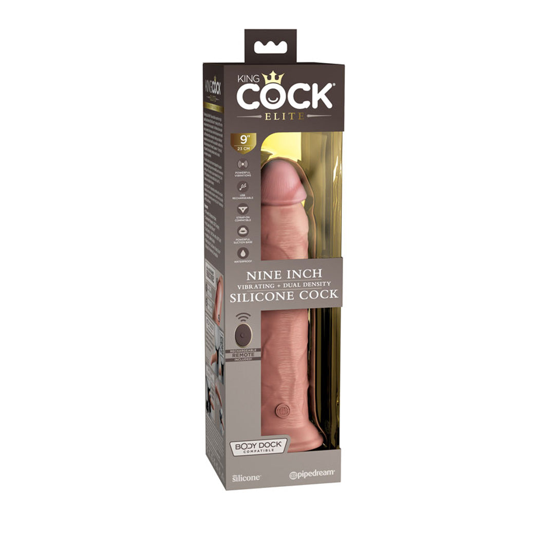 King Cock Elite 9 Inch Silicone Vibrating Dual Density Vibrator - joujou.com.au