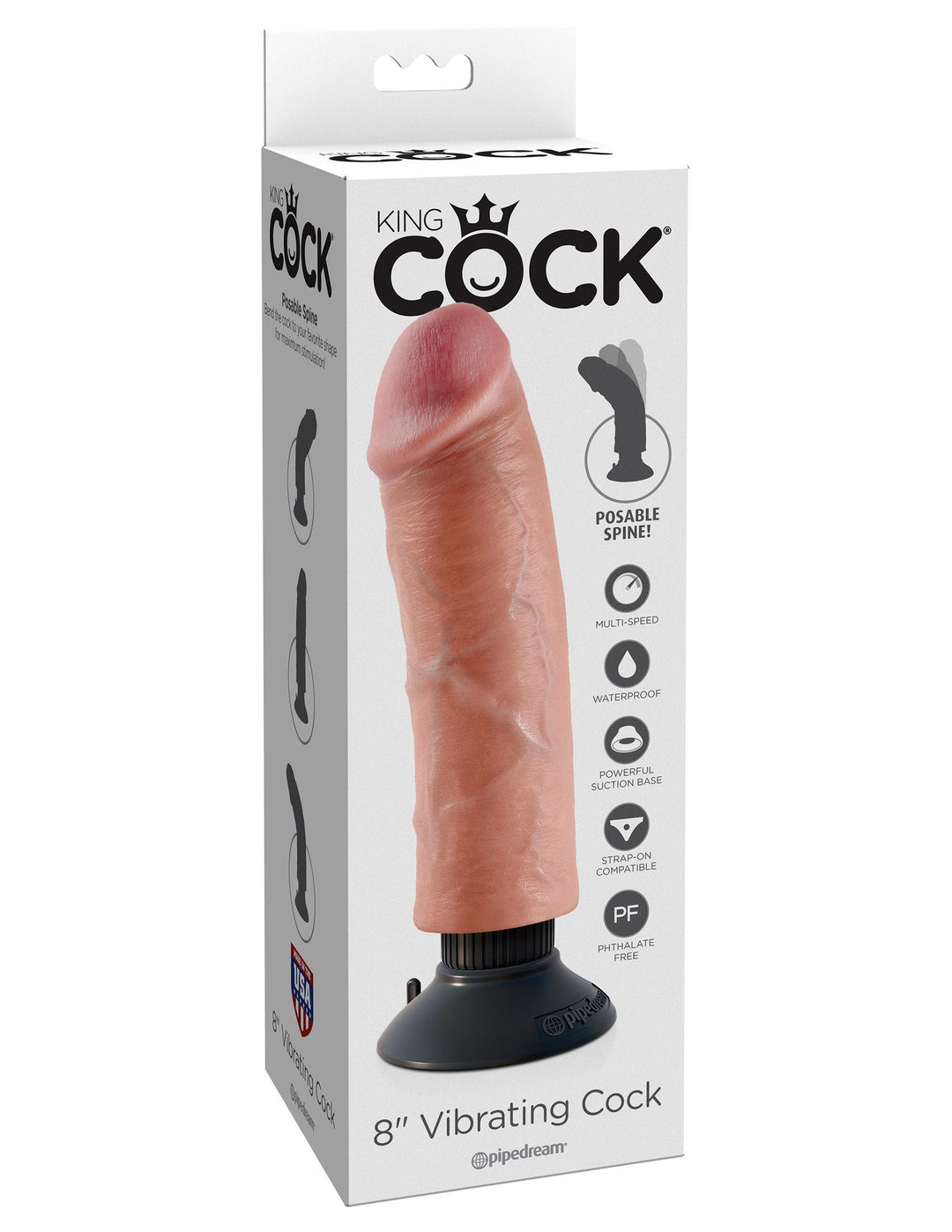 King Cock 8 in. Vibrating Cock - joujou.com.au