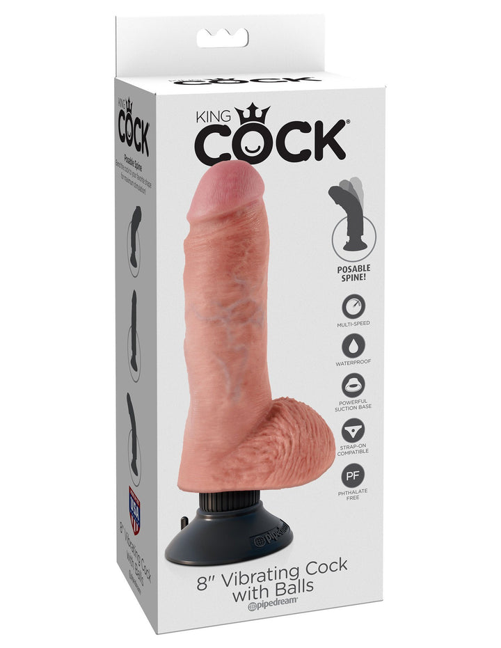 King Cock 8 in. Vibrating Cock with Balls - joujou.com.au