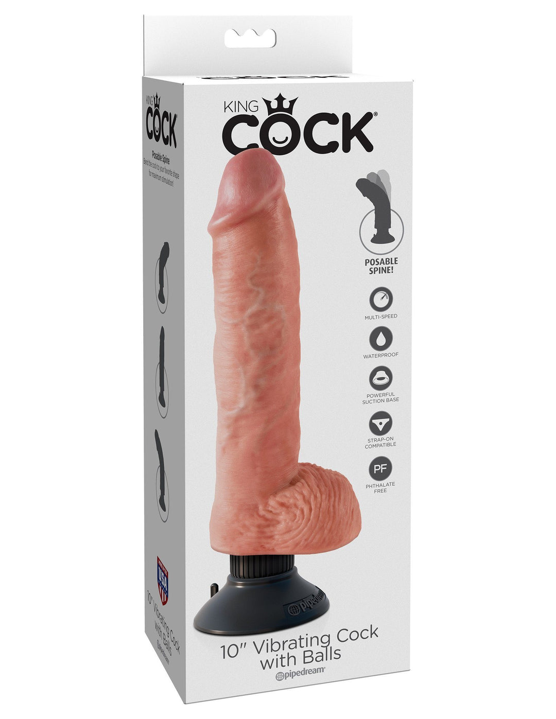 King Cock 10 in. Vibrating Cock with Balls - joujou.com.au