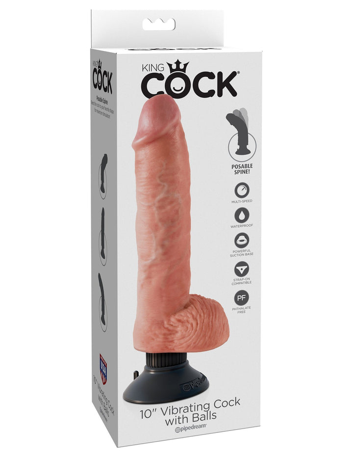 King Cock 10 in. Vibrating Cock with Balls - joujou.com.au