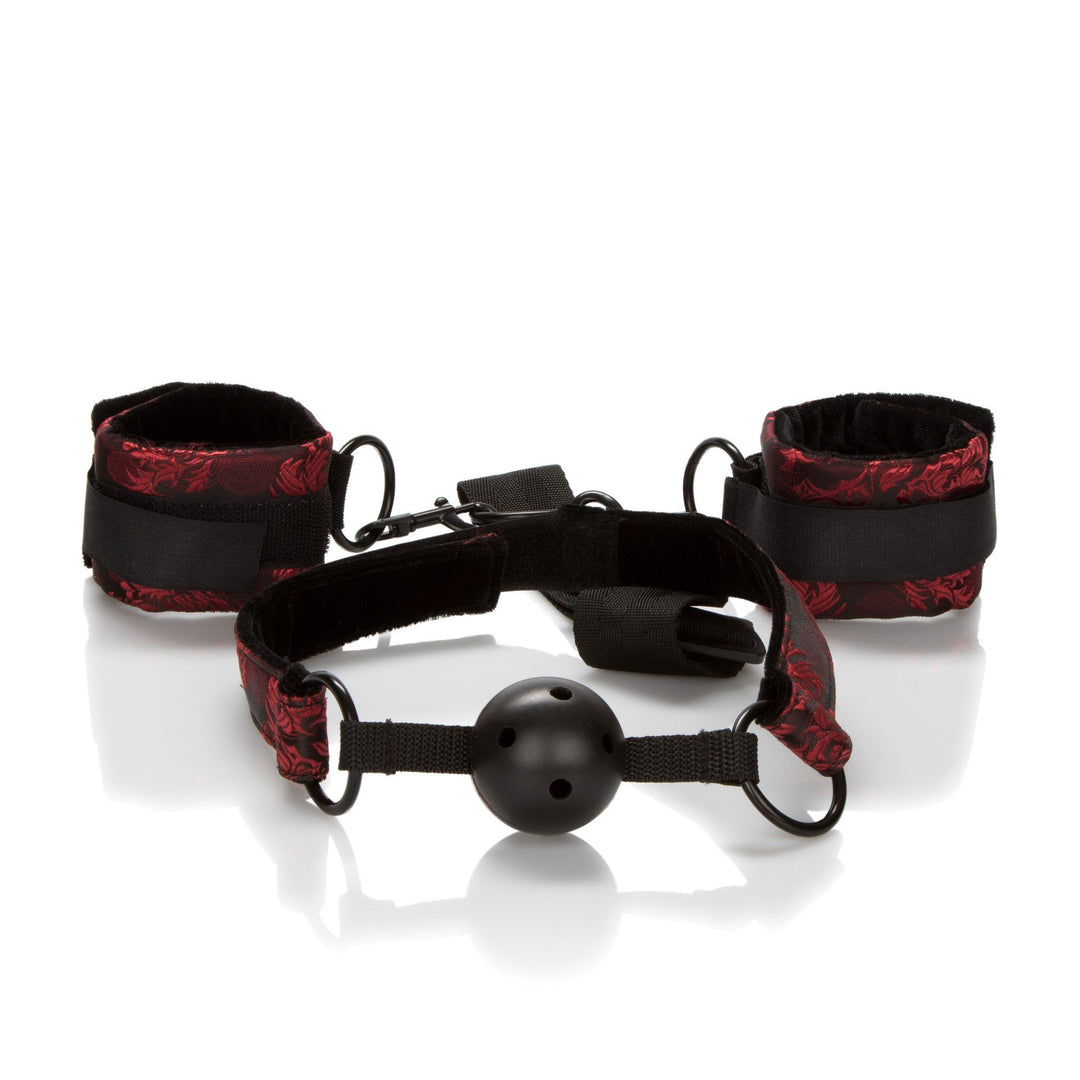 Scandal Breathable Ball Gag with Cuffs - joujou.com.au