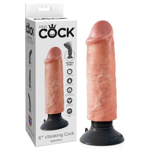 KING COCK 6 in. Vibrating REALISTIC DILDO - joujou.com.au