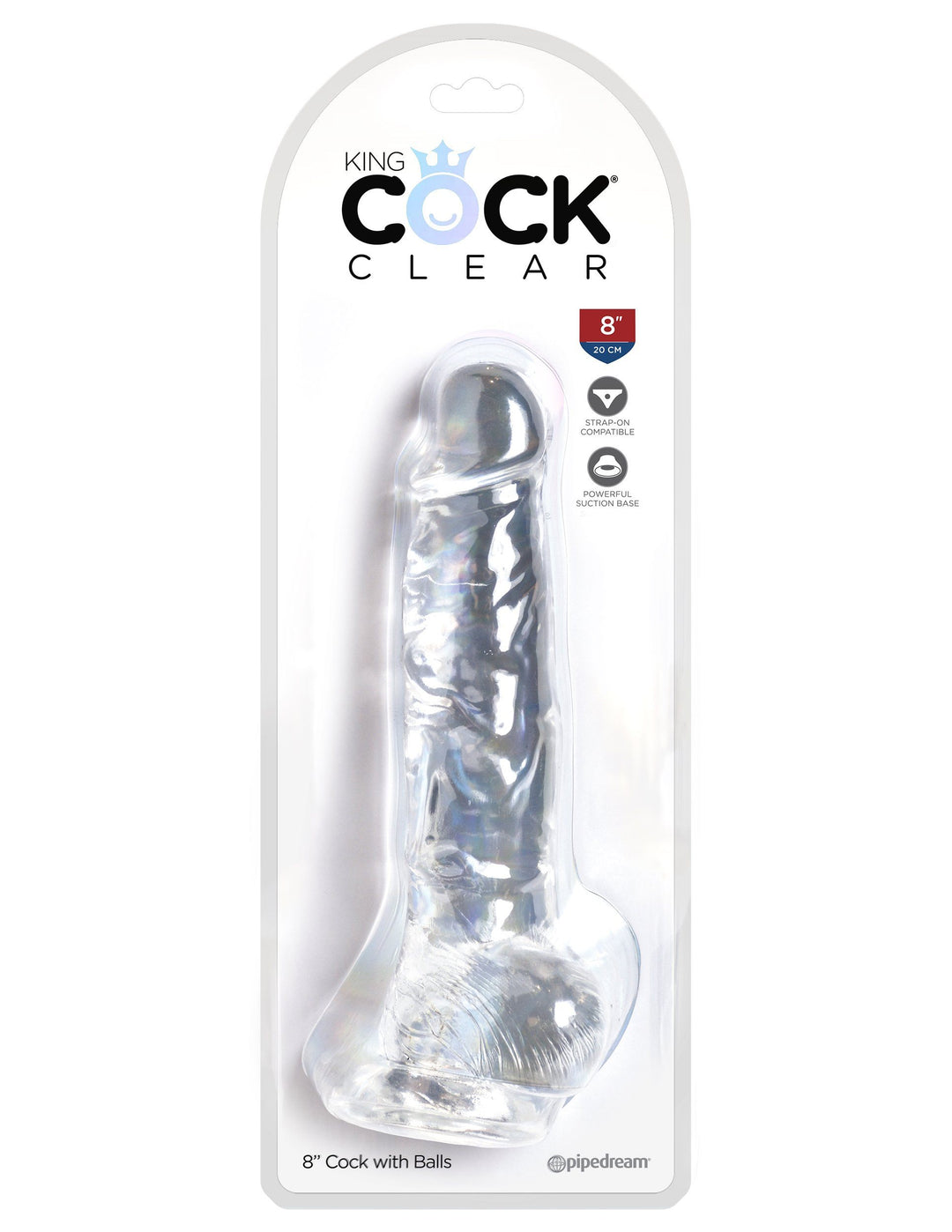 King Cock Clear 8 In. Cock With Balls